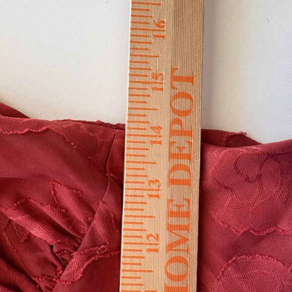 Hutch Floral Burnout Maxi Dress Women 4 Rust Flutter Sleeve V-Neck Gown - Picture 8 of 10